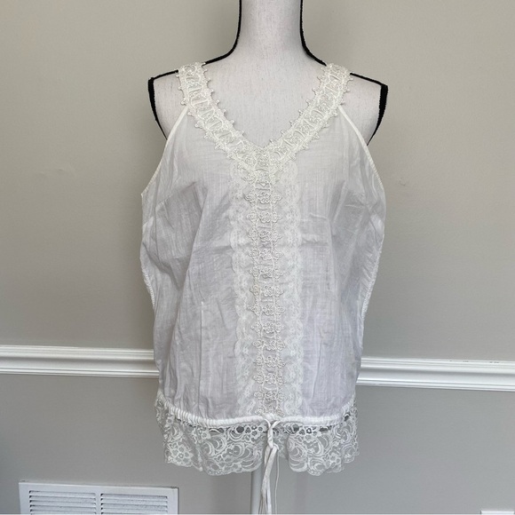 Twenty One Lace Sleeveless Tank Blouse Top Ivory Size Large - Picture 5 of 11
